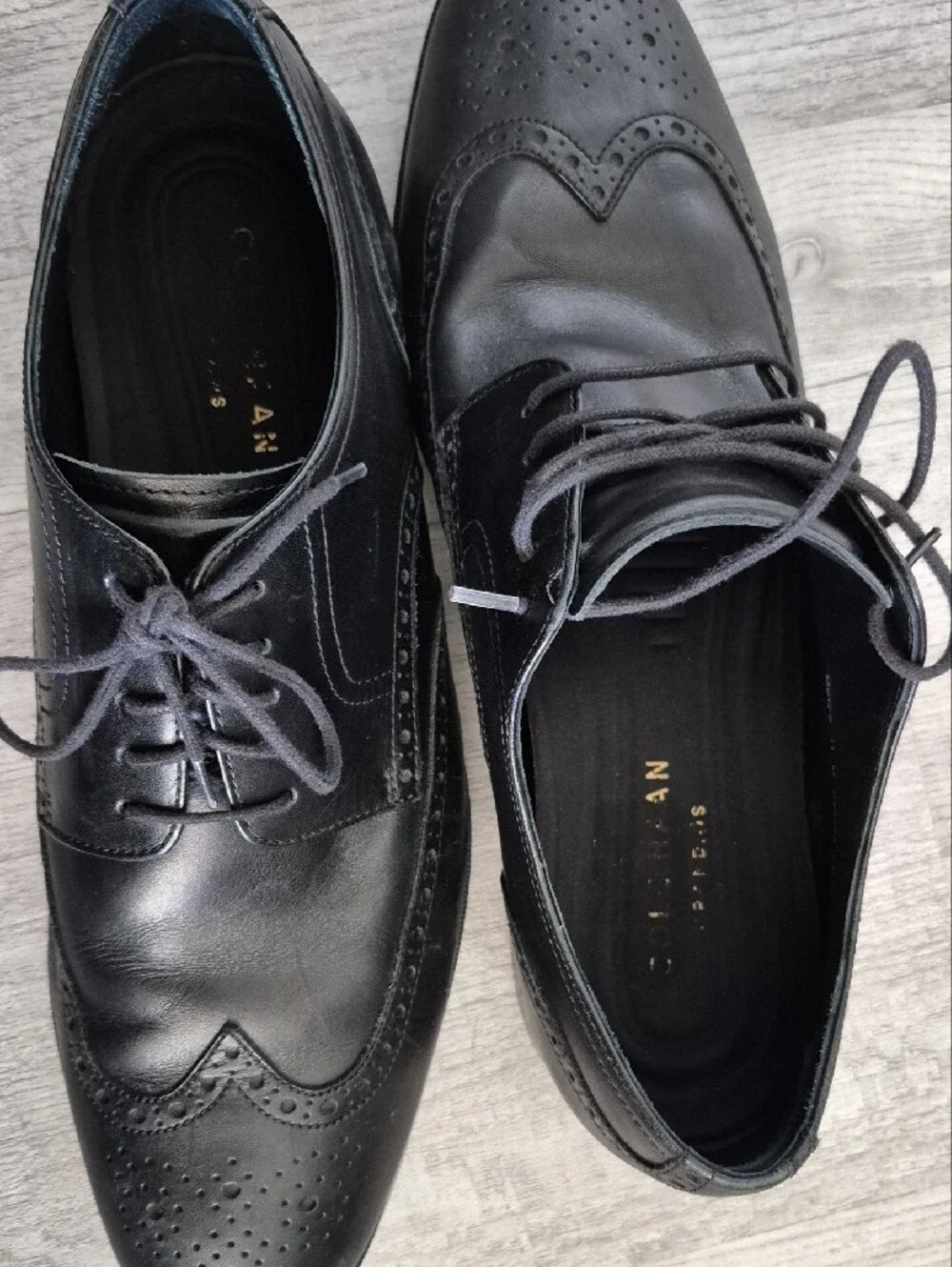Cole Haan Black Leather Wingtip Oxford Shoes